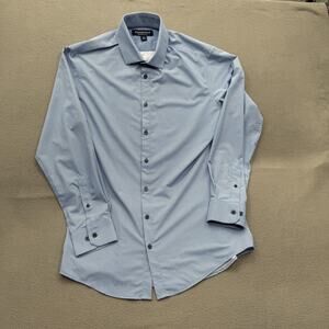Mizzen+Main Shirt Mens Medium Blue Lightweight Leeward Trim Fit Dress Shirt
